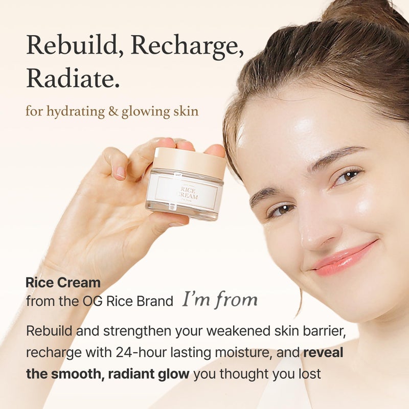 I'm from Rice Cream 1.76 Ounce, Rice Bran Essence with Ceramide, Glowing Look, Improves Moisture Skin Barrier, Deep Nourishment, Smooths and Evens Skin Tone, K-Beauty - Image 5