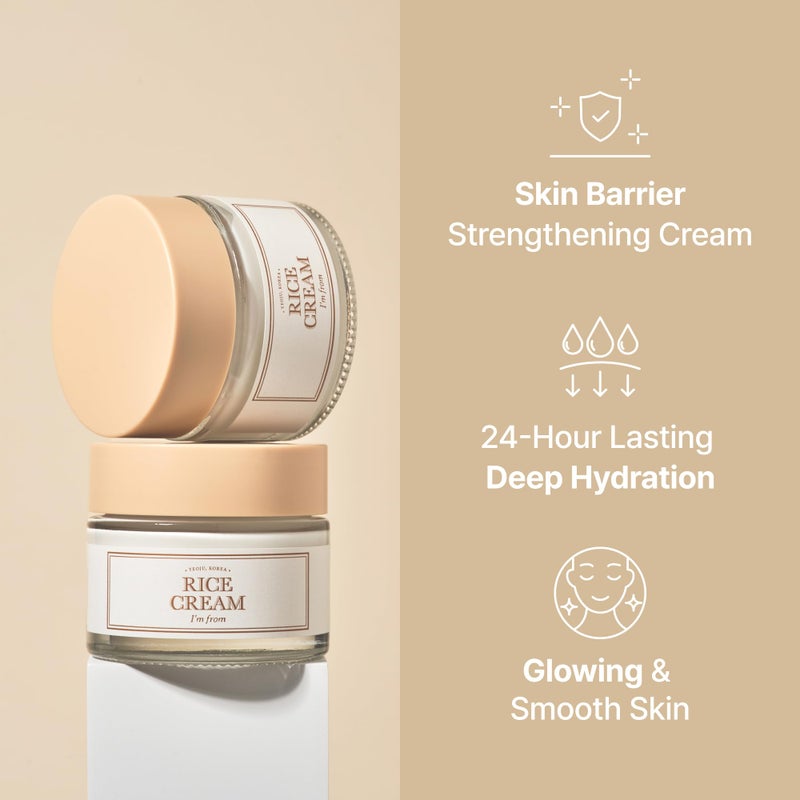 I'm from Rice Cream 1.76 Ounce, Rice Bran Essence with Ceramide, Glowing Look, Improves Moisture Skin Barrier, Deep Nourishment, Smooths and Evens Skin Tone, K-Beauty - Image 2