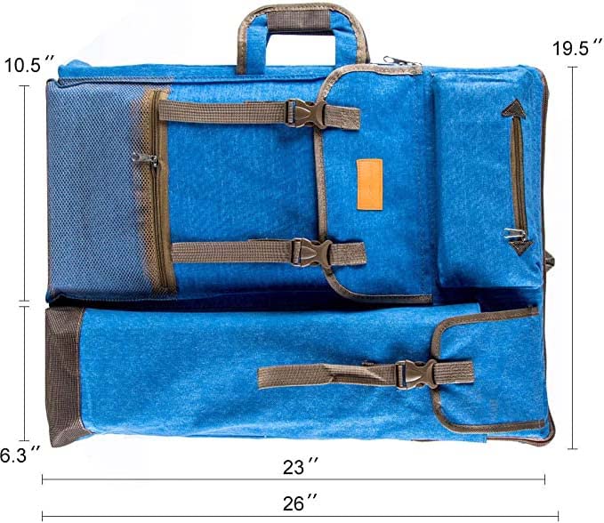 TRANSON Art Portfolio Case Artist Backpack Canvas Bag Large 26” x 19.5”Black Color - Image 2