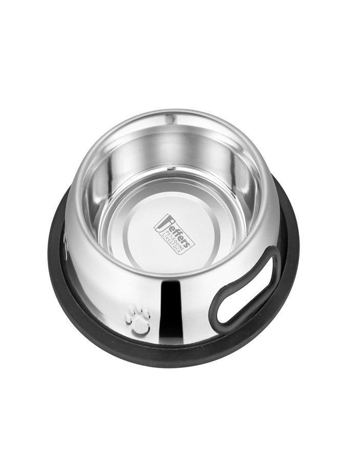 Jeffers Pet Embossed No Tip Anti-Skid Stainless Steel Dog Cat Puppy Kitten Bowls - Rubber Base Food Water Dish for Home Travel Camping Kennel, Durable Dishwasher Safe Feeding Bowl - 96 oz (3 Quart) - Image 2