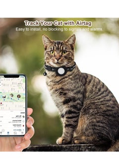 Y&D For Airtag Cat Collar with Bell Adjustable Breakaway Kitten Collars Reflective Designed Waterproof Holder Dog Puppy (Black)  - Image 4