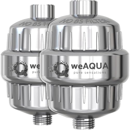 WeAQUA Heavy Duty Shower Filter Family 2 PACK – 99% Removal for Hard Water, Chlorine, Fluoride, Heavy Metals, Micro-life, Organics and More - Image 1