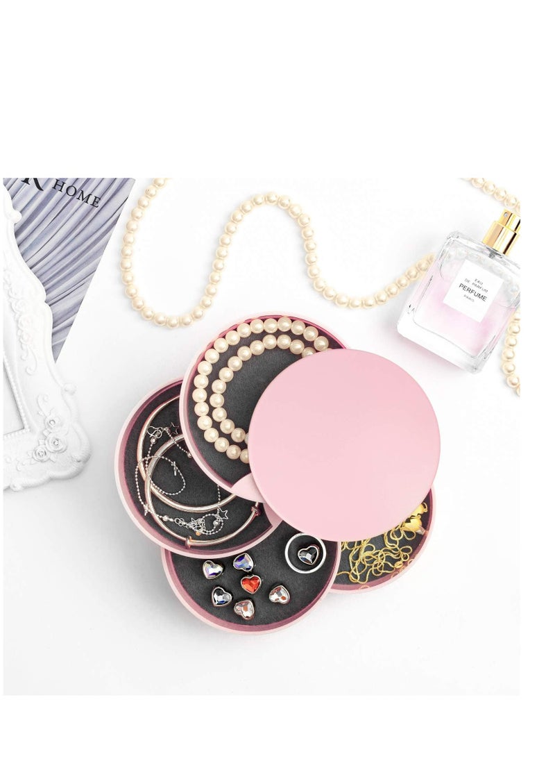 Oasisgalore 4-Layer Rotatable Jewelry Organizer Box - Small Storage Tray for Earrings, Rings, Bracelets with Lid for Women  - Image 2