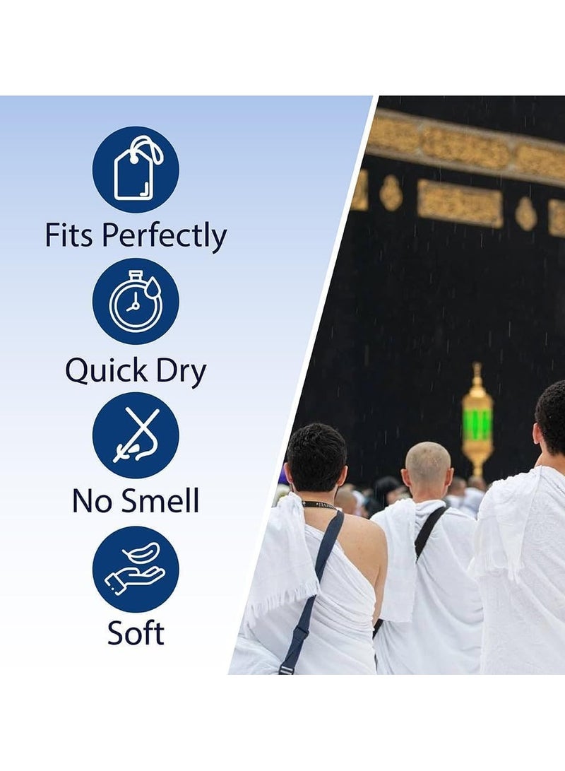 REBENUO Ihram clothing for men for Hajj and Umrah - 2 white towels - 100% natural healthy combed cotton towels, weight 1000 grams  - Image 3