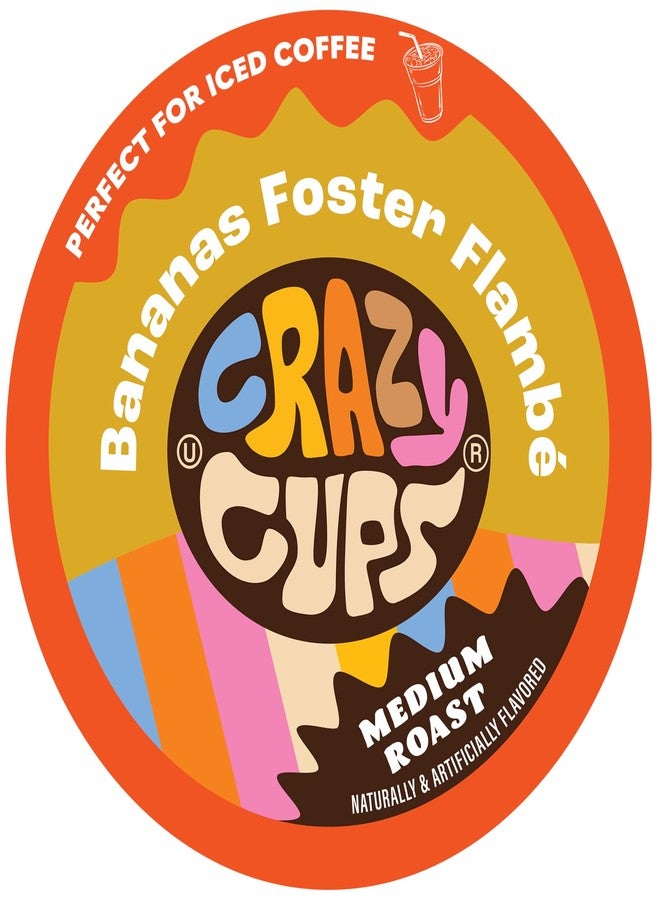 Crazy Cups Flavored Coffee for Keurig K-Cup Machines, Bananas Foster Flambe', Hot or Iced Drinks, 22 Single Serve, Recyclable Pods - Image 1