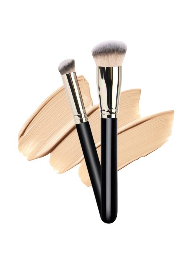 dpolla Makeup Brushes DPOLLA Pro Foundation Brush and Flawless Concealer Brush Perfect for Any Look Premium Luxe Hair Contour Brush Perfect for Blending Liquid,Buffing,Cream,Sculpting,Mineral Makeup - Image 1