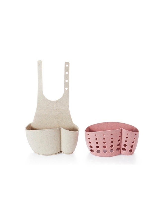 Kitchen Sink Basket Wall-mounted Storage Rack Bathroom Wheat Orange Rod Storage Drain Rack - Image 4