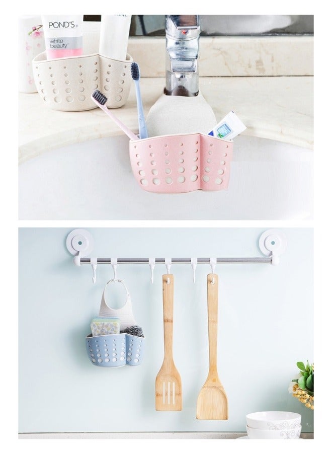 Kitchen Sink Basket Wall-mounted Storage Rack Bathroom Wheat Orange Rod Storage Drain Rack - Image 5