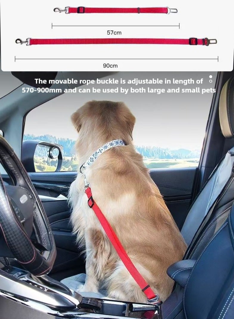 حزام أمان السيارة حيوان أليف مرن عاكس قابل للطي كلب رصاص حبل جر سيارة سلسلة حبر نايلون مادة حزام جر أحمر عاكس أحادي الجانب - Image 1