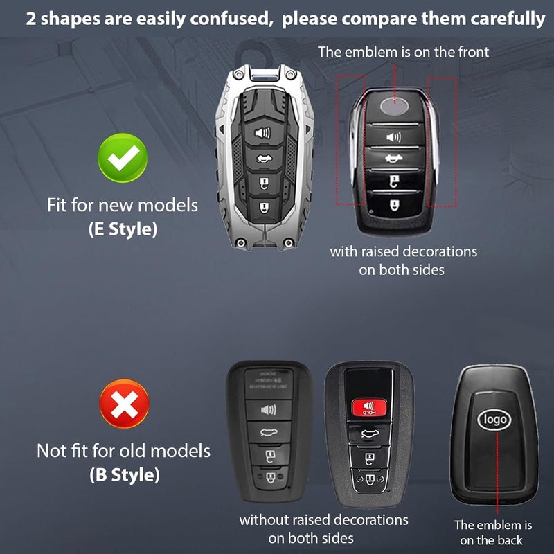 Aoocar Mech Style Heavy Metal Key Fob Cover, Compatible with Toyota Tundra 2022 2023 2024 2025~, Fit for Corolla Cross Venza Sequoia etc, Zinc Alloy Key Case Protector (1 Pcs, E-Style, Gunmetal) - Image 2