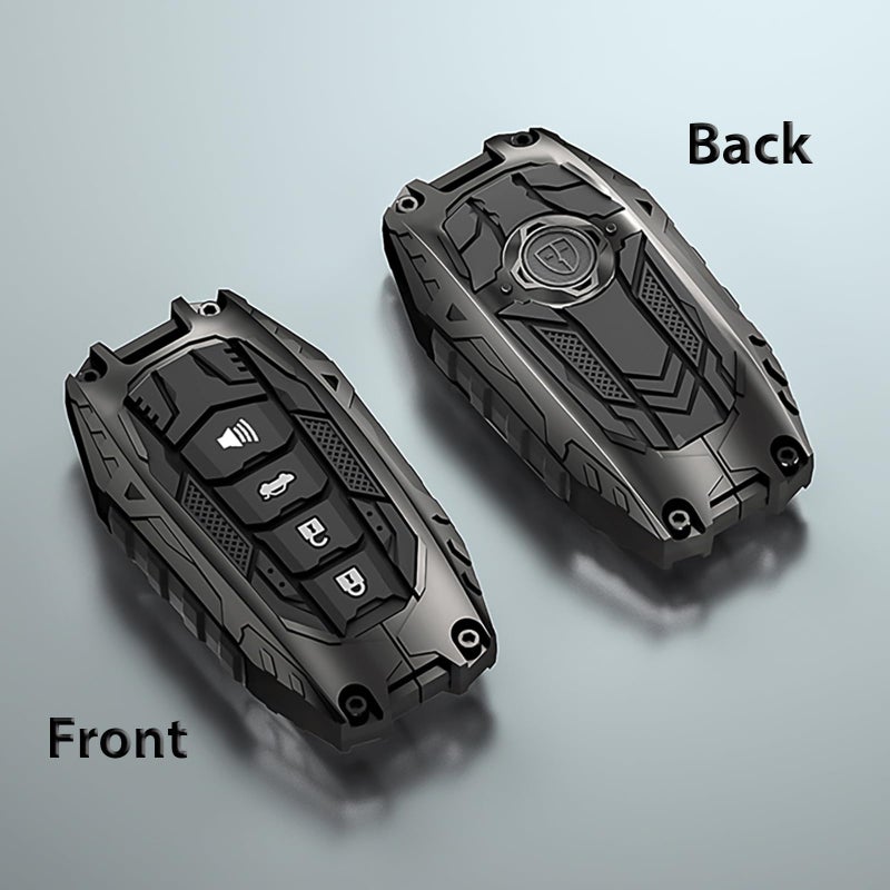 Aoocar Mech Style Heavy Metal Key Fob Cover, Compatible with Toyota Tundra 2022 2023 2024 2025~, Fit for Corolla Cross Venza Sequoia etc, Zinc Alloy Key Case Protector (1 Pcs, E-Style, Gunmetal) - Image 3