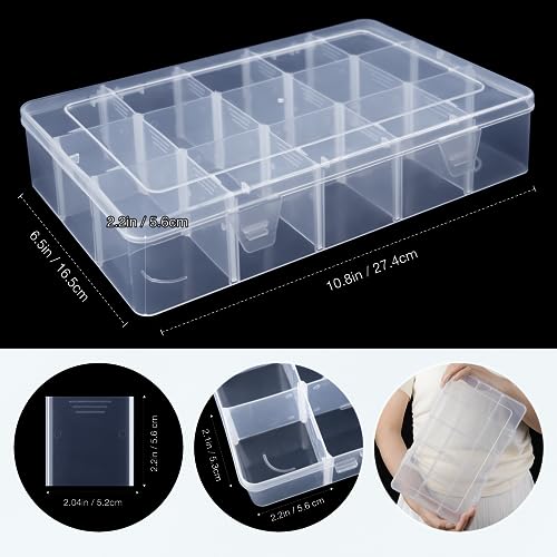 Benbilry Organizer Box with Adjustable Dividers, 15 Compartment Clear Storage Container for Bead Organizer, Fishing Tackles, Felt Board and Jewelry Storage (15 Grids) - Image 3