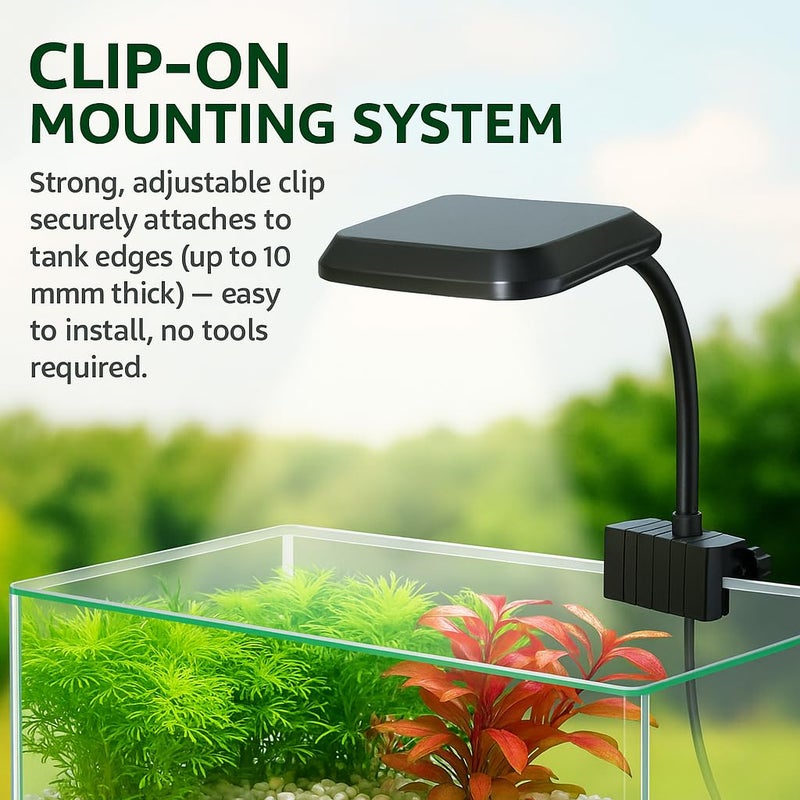 VAYINATO Nemo E-500 | 10W Multi-Mode WRGB Aquarium LED Light | Clip-On Lamp for Upto 2 Feet Tank | Ultra-Thin-Sleek Design | 3 Lighting Modes | Energy-Efficient & Splash-Proof - Image 2