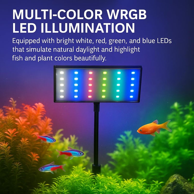 VAYINATO Nemo E-500 | 10W Multi-Mode WRGB Aquarium LED Light | Clip-On Lamp for Upto 2 Feet Tank | Ultra-Thin-Sleek Design | 3 Lighting Modes | Energy-Efficient & Splash-Proof - Image 3