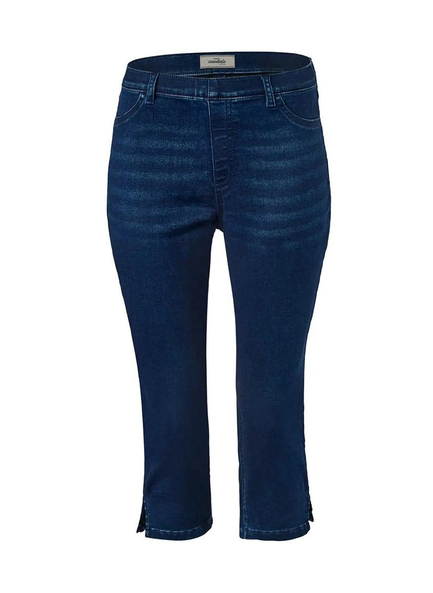 Tchibo Women Plain Belted Loops 3/4 jeggings, Dark Blue  - Image 2