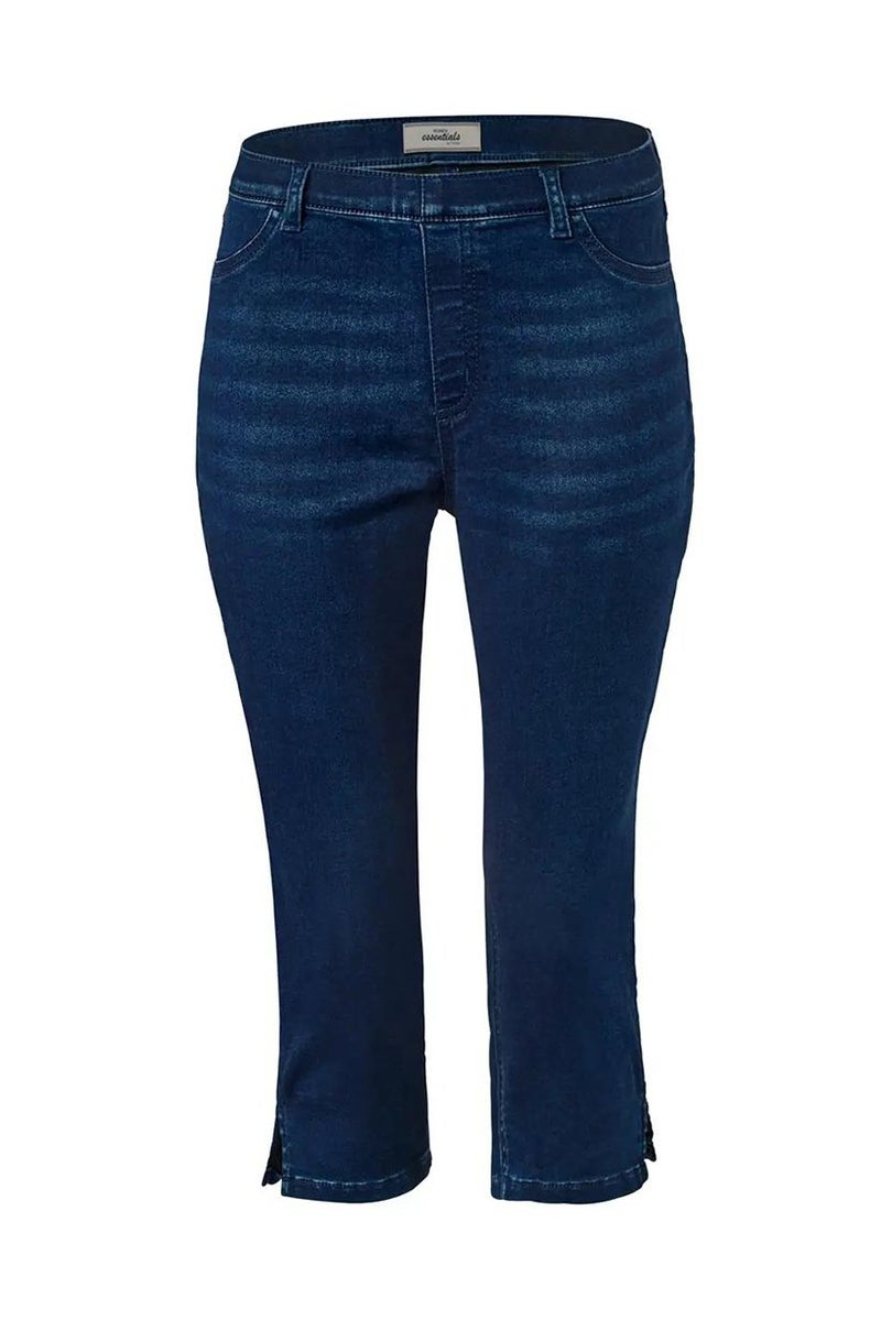 Tchibo جينز نسائي بسيط بحزام وحلقات 3/4، أزرق داكن - Image 2