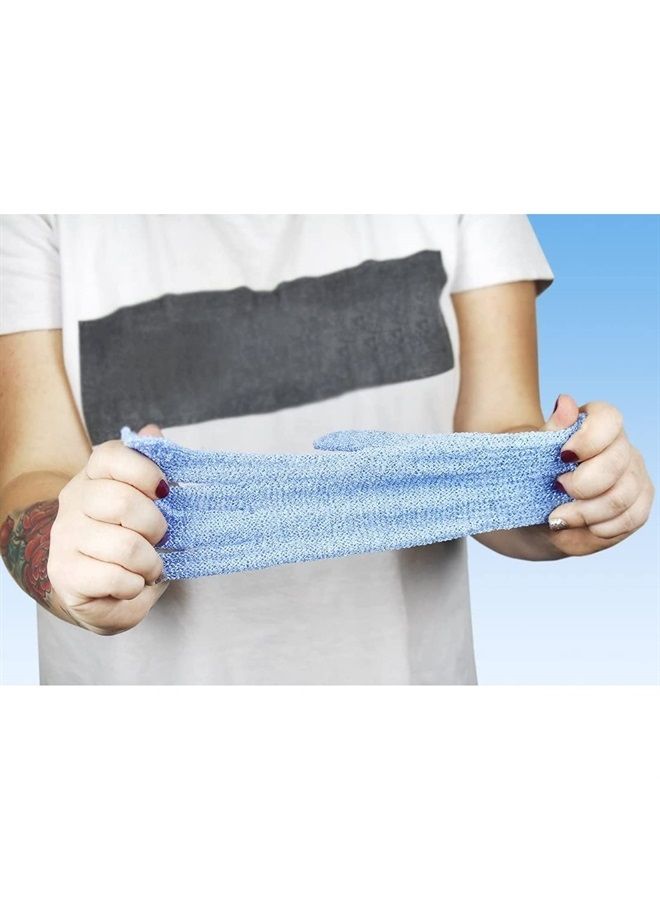 Juvale 4 Pairs Body Exfoliating Gloves for Shower, Bath Scrub Wash Mitt for Women, Men, Spa, Massage (Pink, Purple, Blue, Beige)  - Image 3