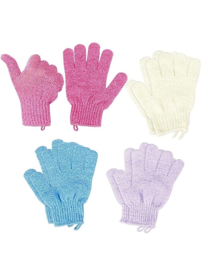 Juvale 4 Pairs Body Exfoliating Gloves for Shower, Bath Scrub Wash Mitt for Women, Men, Spa, Massage (Pink, Purple, Blue, Beige)  - Image 4