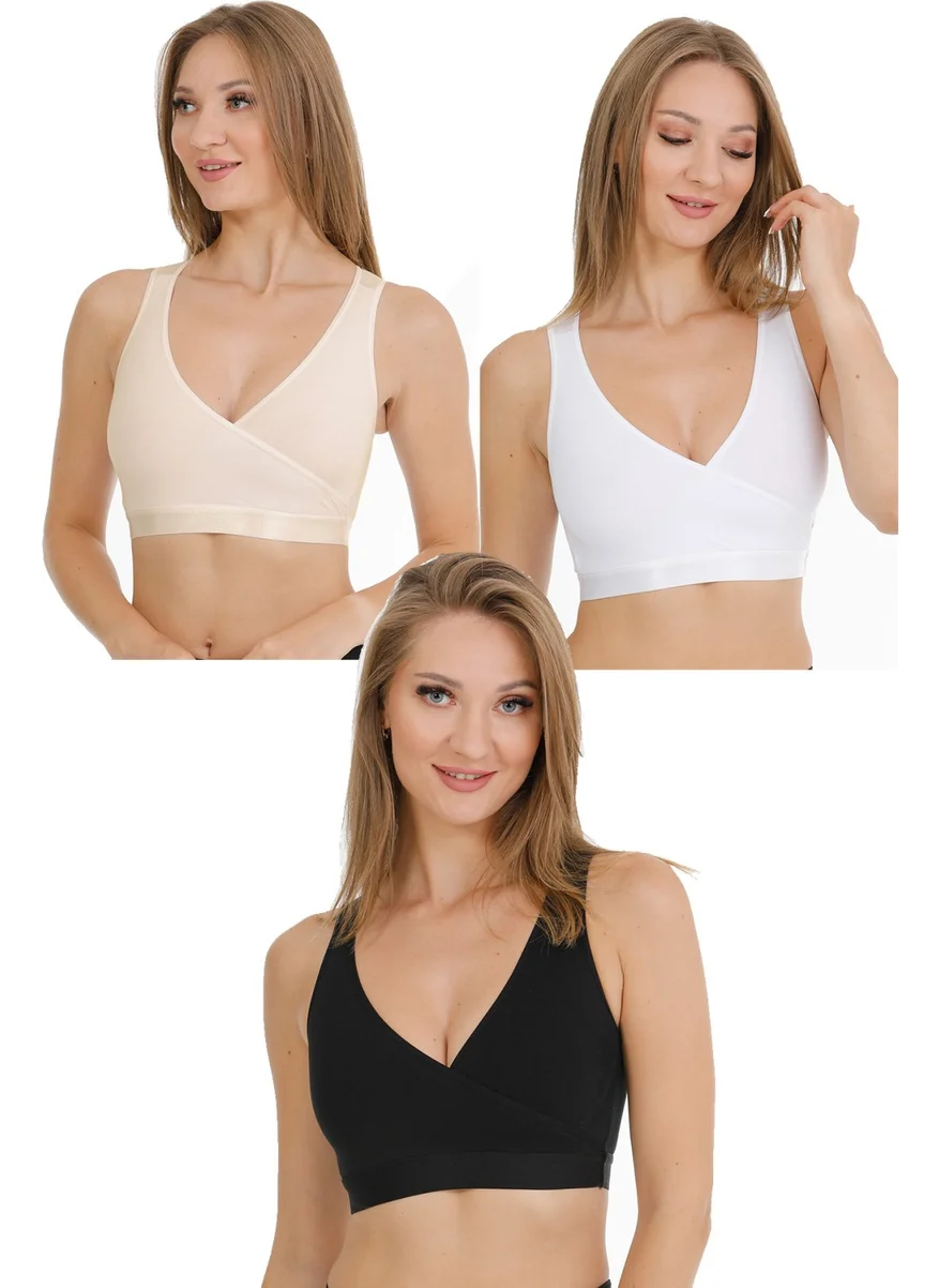 Parlingerie Sports Nursing Bustier Set of 3 Black-White-Skin