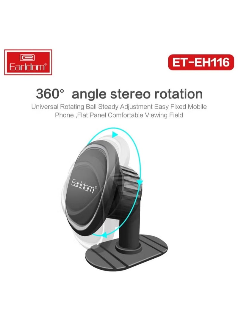 Earldom ET-EH116 Mobile Car Holder – Universal Adjustable Smartphone Mount for Car | Secure & Convenient Hands-Free Solution, Compatible with All Smartphones -- Black - Image 1