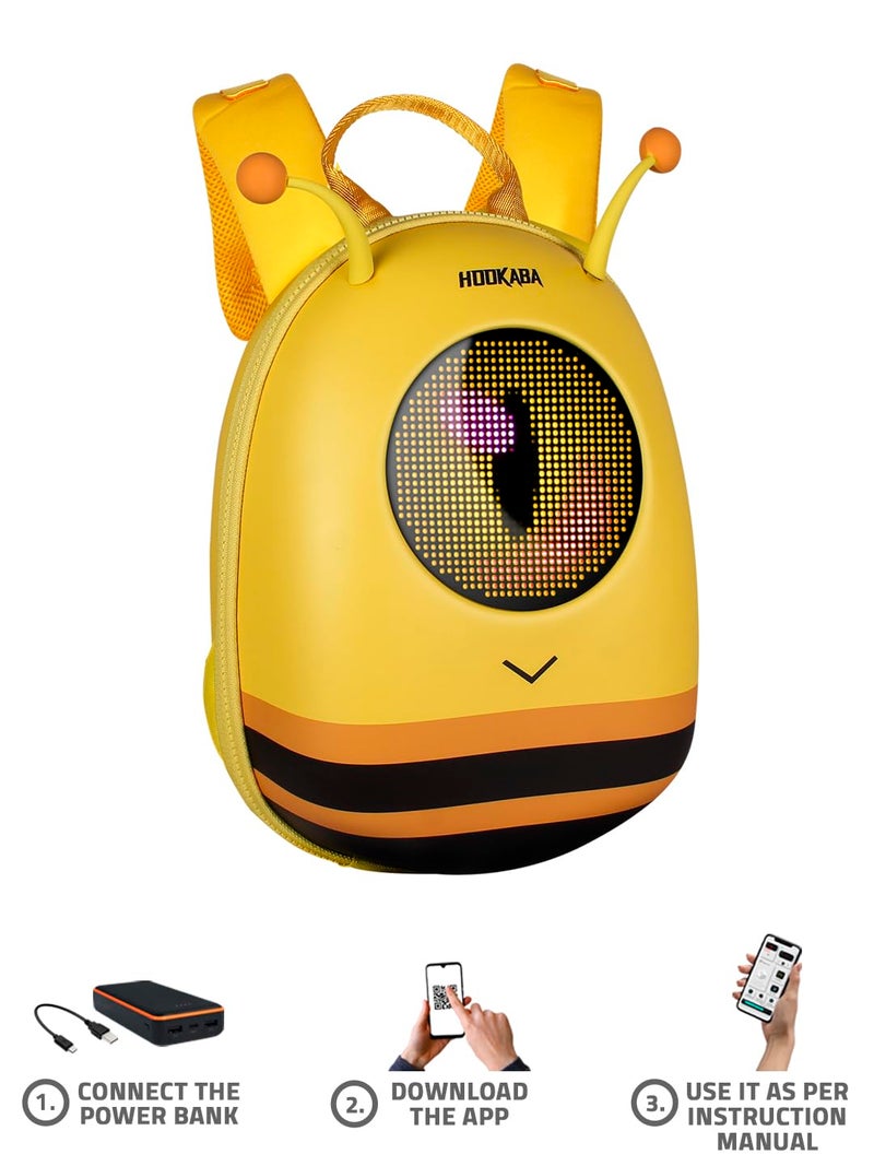 Hookaba Store Hookaba GlowBuddy LED Eyes Backpack | Kids Smart Bag With App Control, Programmable Screen & Water Resistant | For School, Picnic, Travel | Mini Digital Daypack For Girls & Boys - Image 4