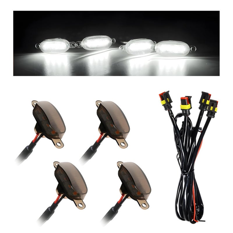 NYTKL 4 PCS Car LED Grille Lights Waterproof Bright Front Grill Trim Lamps with Wiring Harness Bumper LED Running Lights for 20042019 F150 F250 F350 Raptor 20132018 Ram 1500 Black White - Image 3