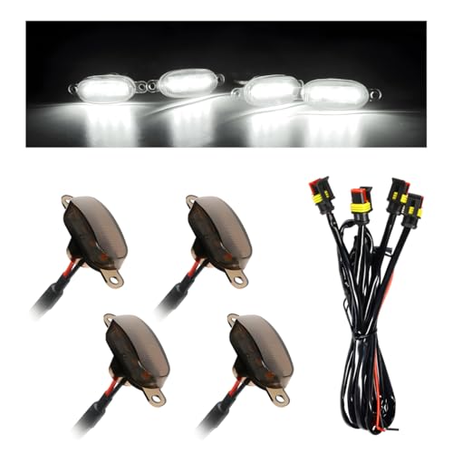 NYTKL 4 PCS Car LED Grille Lights Waterproof Bright Front Grill Trim Lamps with Wiring Harness Bumper LED Running Lights for 20042019 F150 F250 F350 Raptor 20132018 Ram 1500 Black White - Image 1