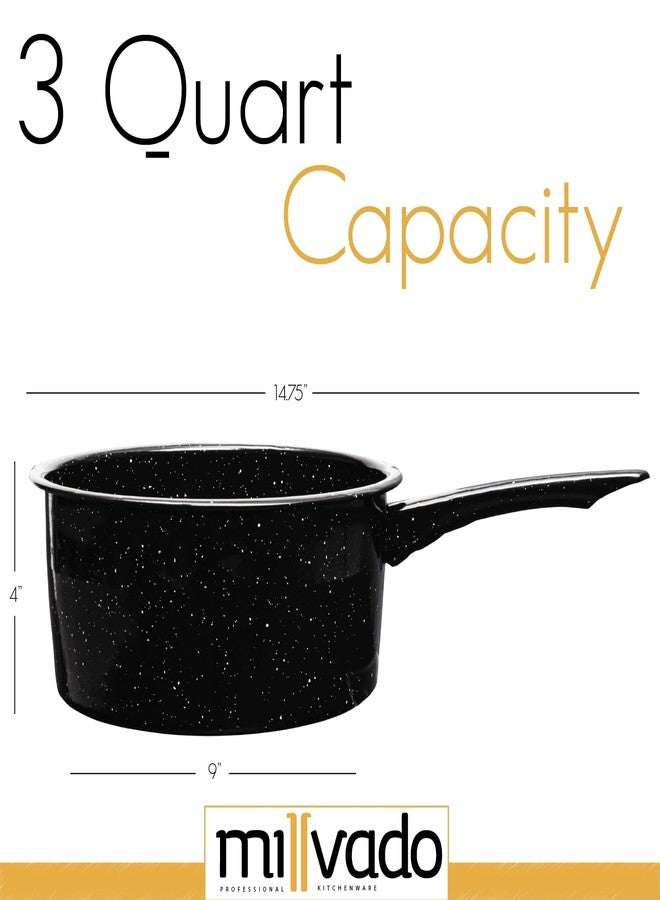 Millvado 3 Quart Granite Saucepan, Naturally Nonstick Sauce Pots, Speckled Enamel Ware Cookware, Small Sauce Pan for Cooking and Boiling - Granite Cooking Pot for Stovetop, Campfire, Outdoor Stove - Image 5