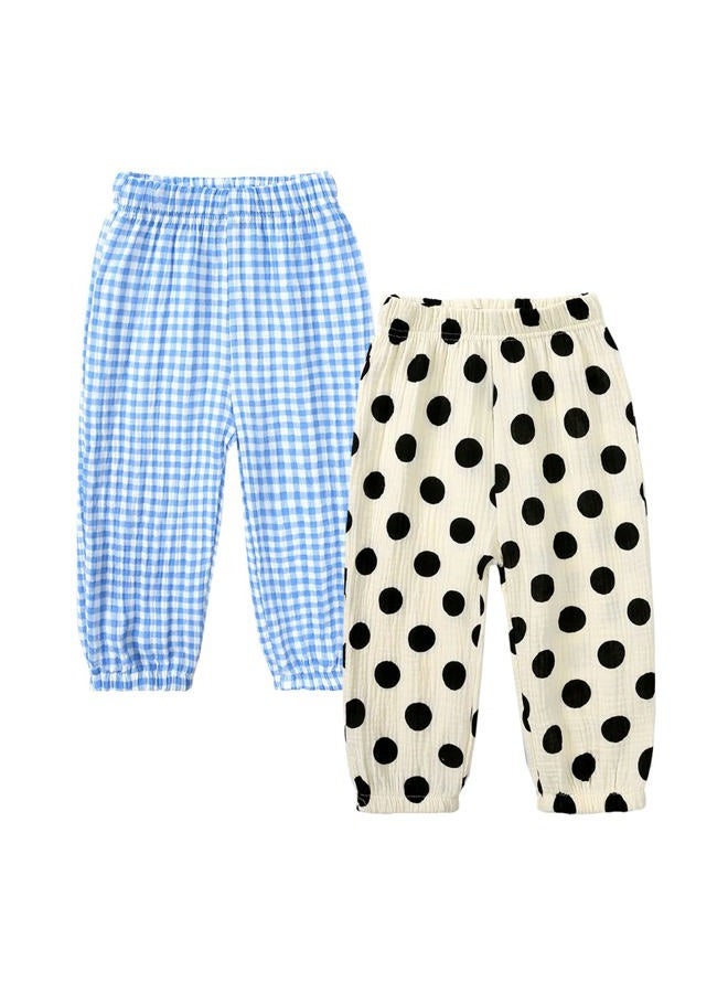 MYGBCPJS Baby Boys Girls Cotton Linen Trousers Kids Casual Ankle Pants Loose Long Bloomers, Two Pack # 06, 18-24 Months - Image 1
