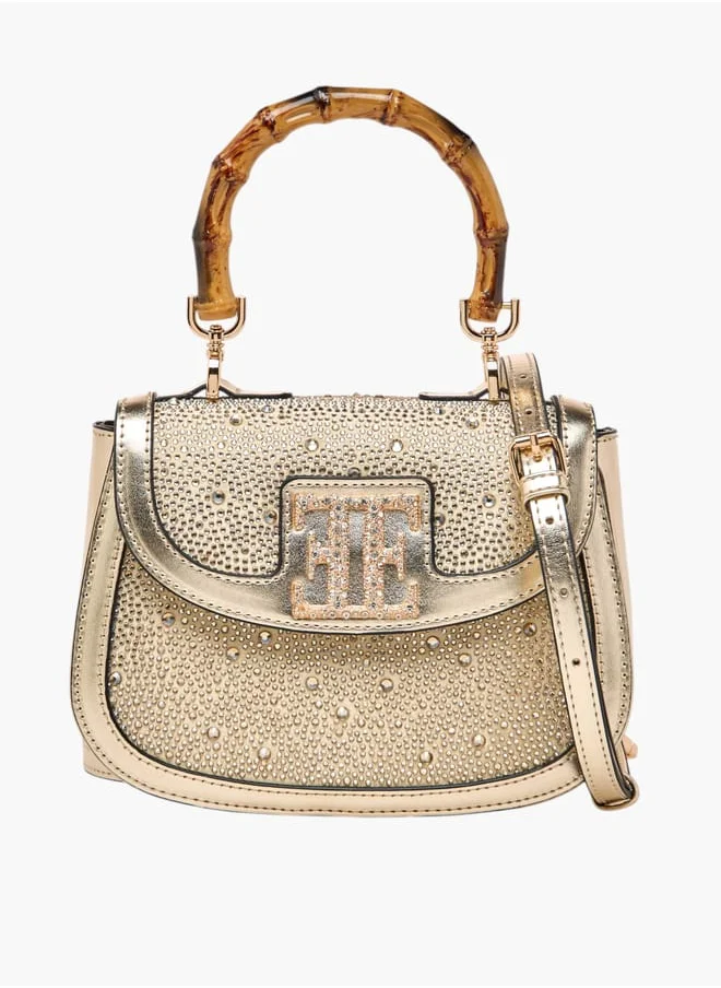 ايل Women Embellished Satchel Bag with Top Handle and Adjustable Strap