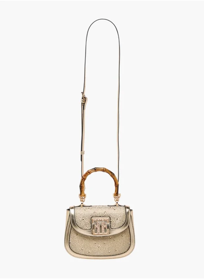 ايل Women Embellished Satchel Bag with Top Handle and Adjustable Strap
