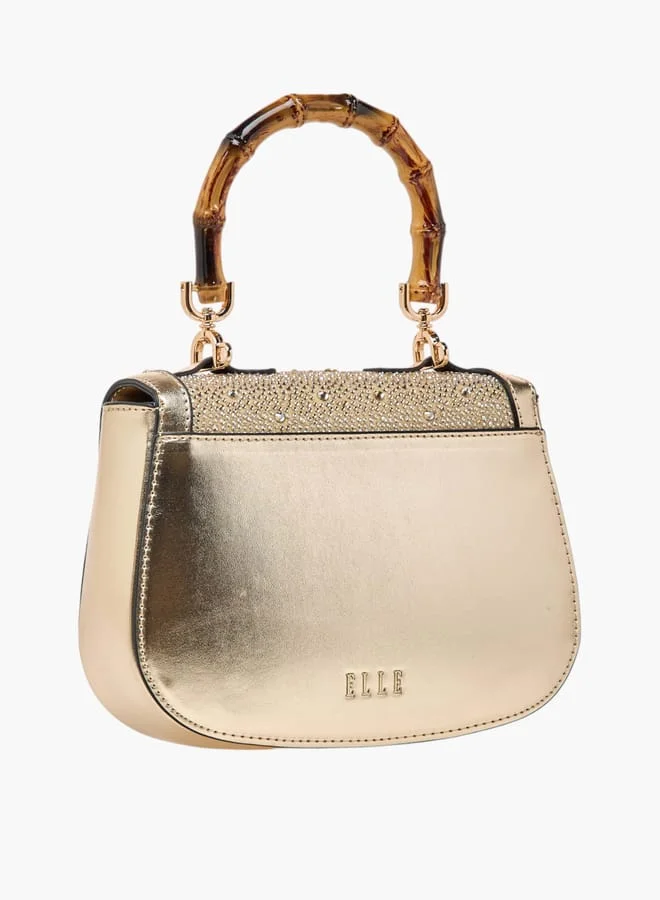 ELLE Women Embellished Satchel Bag with Top Handle and Adjustable Strap