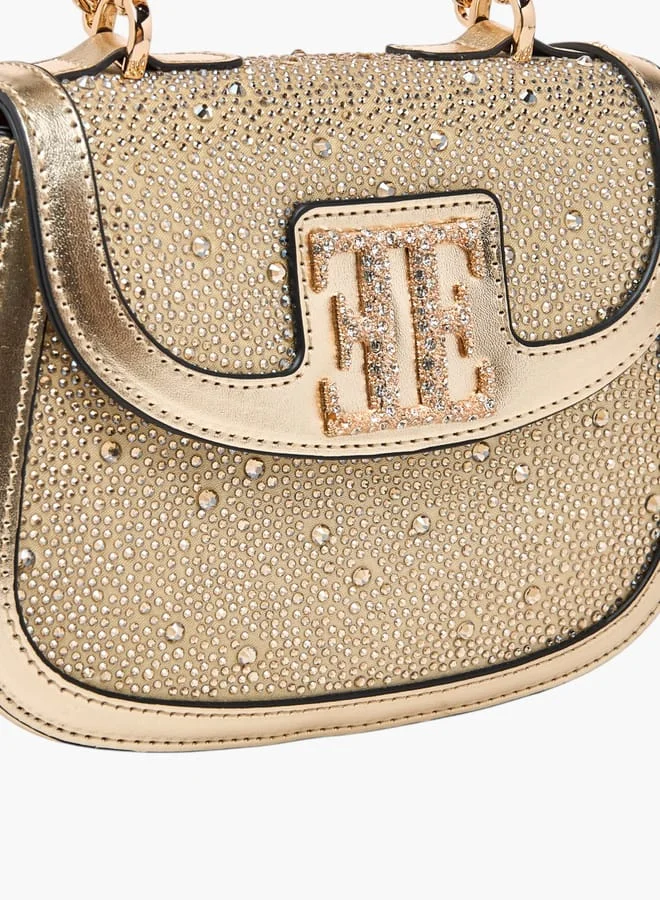 ELLE Women Embellished Satchel Bag with Top Handle and Adjustable Strap