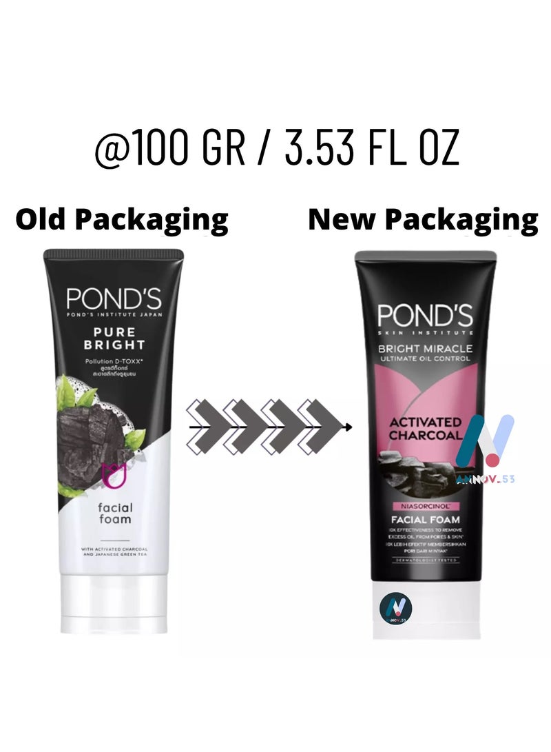PONDS Facial Foam with Charcoal and Green Tea 100gms - Image 2