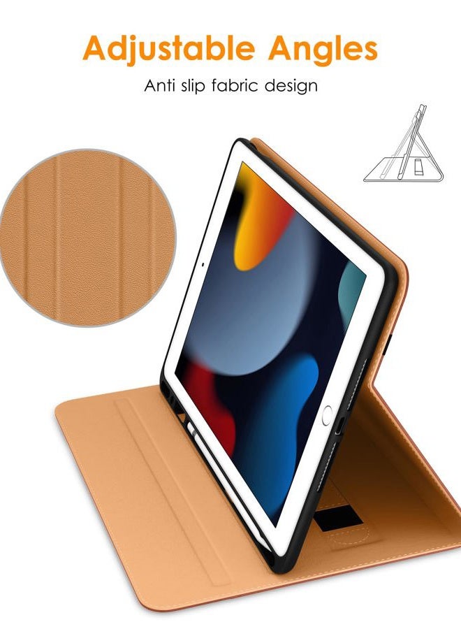 DTTO for iPad 9th/8th/7th Generation 10.2 Inch Case 2021/2020/2019, Premium Leather Business Folio Stand Cover with Apple Pencil Holder - Auto Wake/Sleep and Multiple Viewing Angles, Dark Brown - Image 3