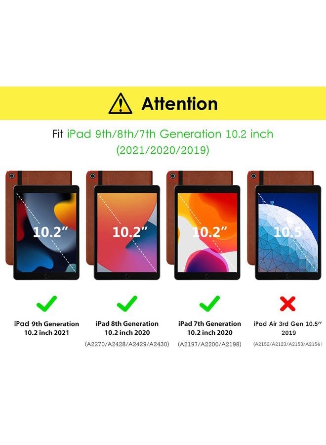 DTTO for iPad 9th/8th/7th Generation 10.2 Inch Case 2021/2020/2019, Premium Leather Business Folio Stand Cover with Apple Pencil Holder - Auto Wake/Sleep and Multiple Viewing Angles, Dark Brown - Image 2