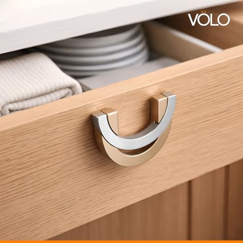 VOLO Satin Finish Cabinet Knobs - Drawer, Wardrobe, and Cupboard Pull Handles for Kitchen and Home (Kadi-53) (1, Satin) - Image 3