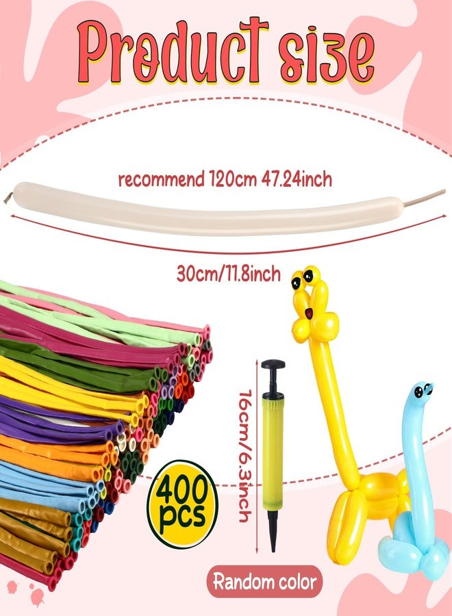 Leitee 400 Pcs Halloween Animal Balloons Long, 40 Color Rainbow Pastel Latex 260q Twisting Animal Balloons with 2 Pumps and 3 Eyes Stickers for Christmas Birthday Gifts, Weddings Party Decoration - Image 2