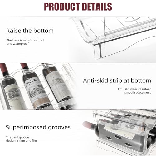YENXIKU Wine Rack for Countertop, Fridge, Inside Cabinet, 2 Tier Plastic Tabletop Wine Bottle Holder, Water Bottle Organizer for Refrigerator, Pantry, Hold 8 Bottles - Image 4