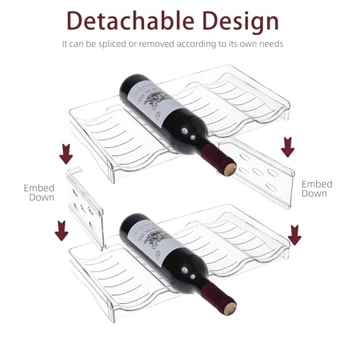 YENXIKU Wine Rack for Countertop, Fridge, Inside Cabinet, 2 Tier Plastic Tabletop Wine Bottle Holder, Water Bottle Organizer for Refrigerator, Pantry, Hold 8 Bottles - Image 3