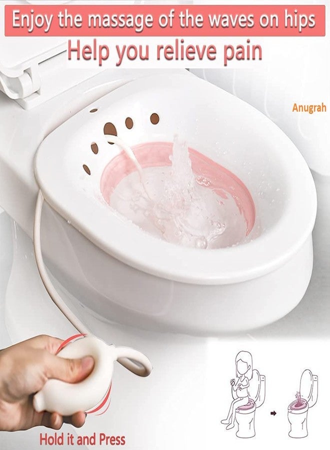 Anugrah Sitz Bath Toilet Seat with Flusher, Folding Sitz Bath Tub for Pregnant Women, Postpartum Care, Hemorrhoids Recovery, Vaginal/Anal Inflammation Treatment -Portable Perineal Soaking Basin - Image 2