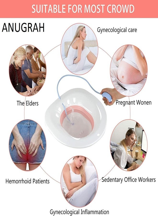 Anugrah Sitz Bath Toilet Seat with Flusher, Folding Sitz Bath Tub for Pregnant Women, Postpartum Care, Hemorrhoids Recovery, Vaginal/Anal Inflammation Treatment -Portable Perineal Soaking Basin - Image 4