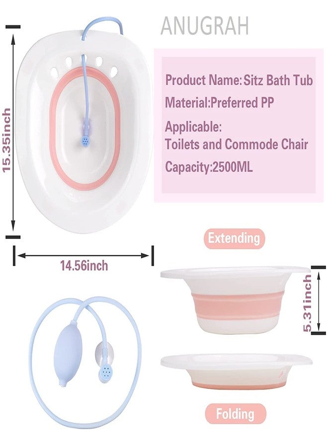 Anugrah Sitz Bath Toilet Seat with Flusher, Folding Sitz Bath Tub for Pregnant Women, Postpartum Care, Hemorrhoids Recovery, Vaginal/Anal Inflammation Treatment -Portable Perineal Soaking Basin - Image 3