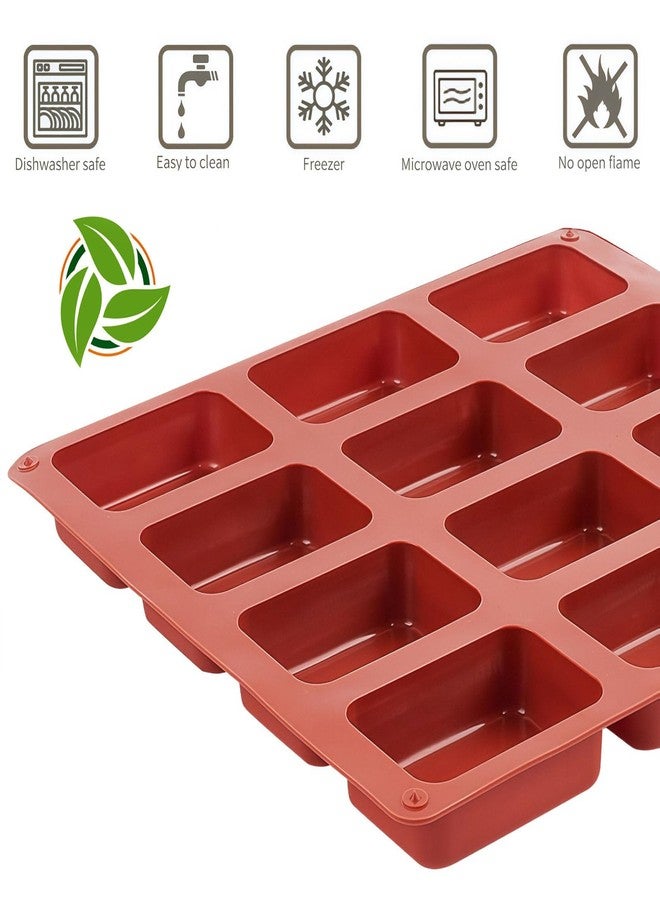 JOERSH 2 Pack Silicone Mini Loaf Pan, 12 Cavity Mini Bread Pan Nonstick Silicone Baking Molds for Brownie, Cornbread, Cheesecake & Cupcake - Image 3