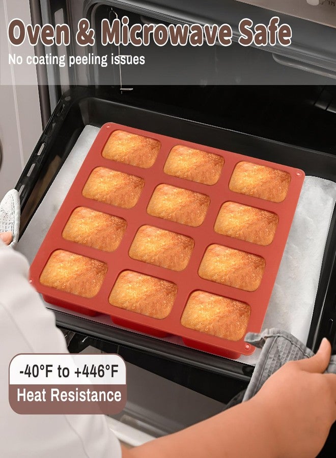 JOERSH 2 Pack Silicone Mini Loaf Pan, 12 Cavity Mini Bread Pan Nonstick Silicone Baking Molds for Brownie, Cornbread, Cheesecake & Cupcake - Image 4