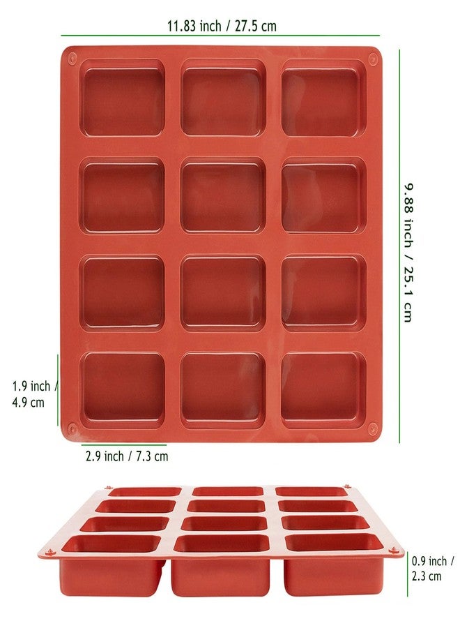 JOERSH 2 Pack Silicone Mini Loaf Pan, 12 Cavity Mini Bread Pan Nonstick Silicone Baking Molds for Brownie, Cornbread, Cheesecake & Cupcake - Image 2