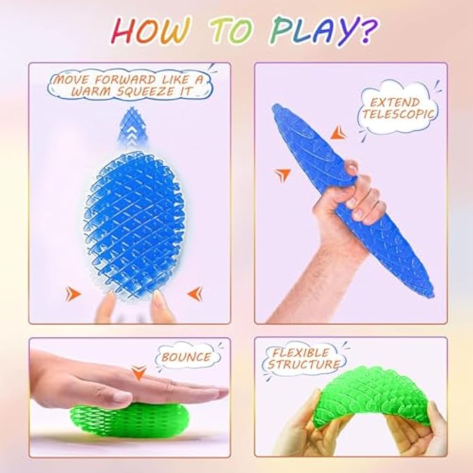 Lonimia 2 Pcs Fidget Worm Toy, Cool Toy Big Toy,Elastic Toys For Adults Kids,Funny Pocket Weird Sensory Toy,Stress Relief - Image 4