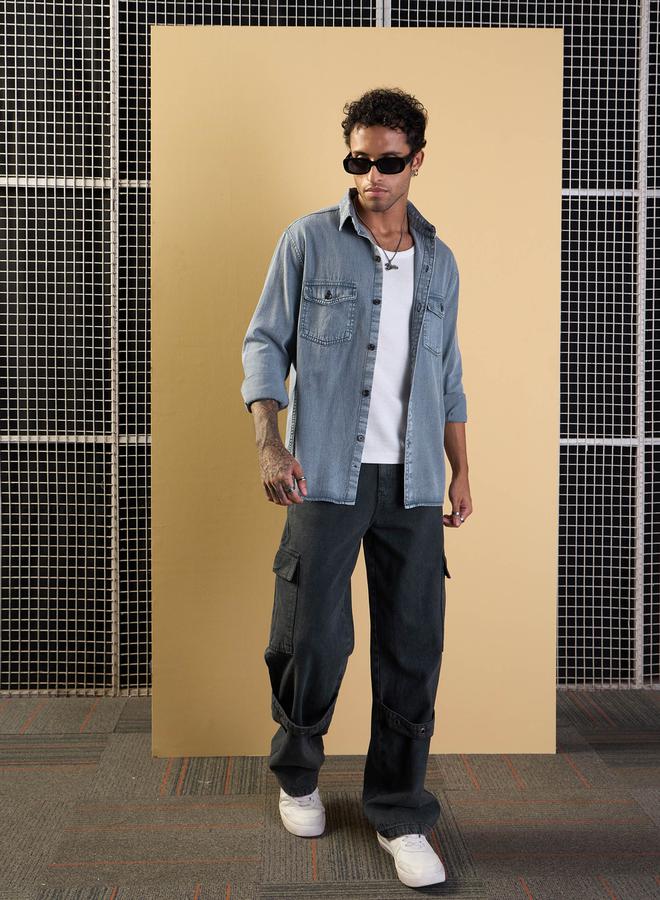 Mascln Sassafras Buttoned Relaxed Fit Denim Shirt - Image 2