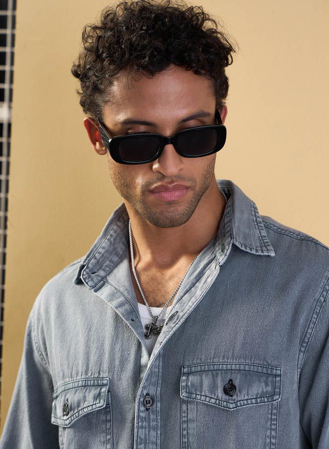 Mascln Sassafras Buttoned Relaxed Fit Denim Shirt - Image 4