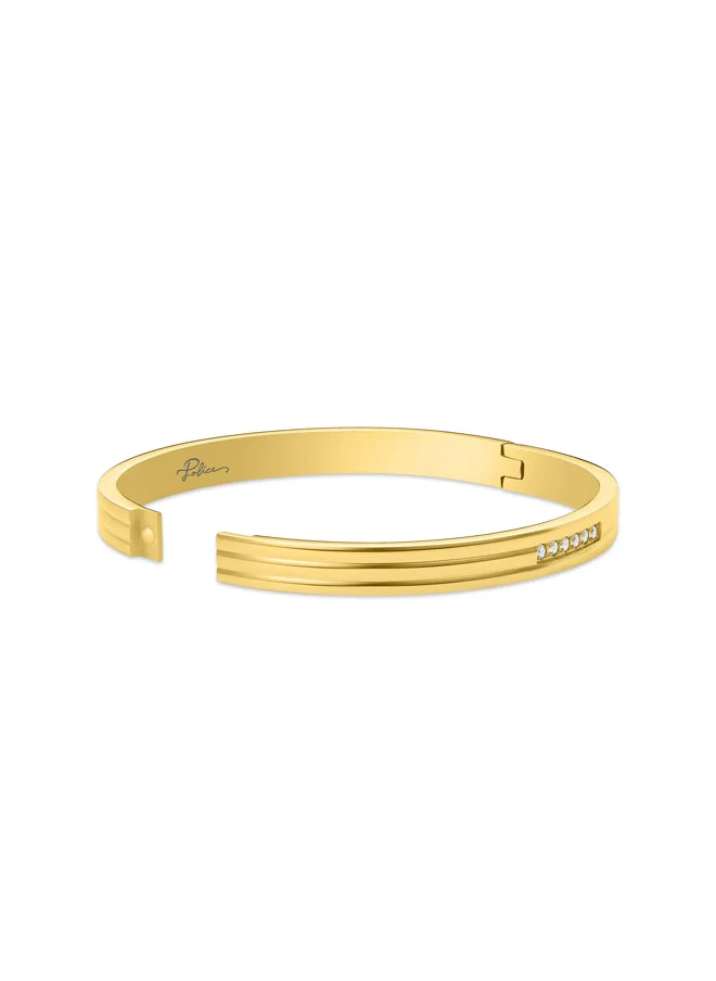 POLICE Lavaliere Gold-Plated BangleSleek Linear Pattern with Sparkling Crystals and Iconic  Signature
